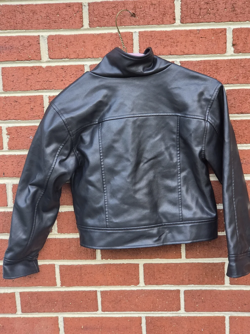 Rachel Zoe Black Faux Leather Cropped Moto Jacket M